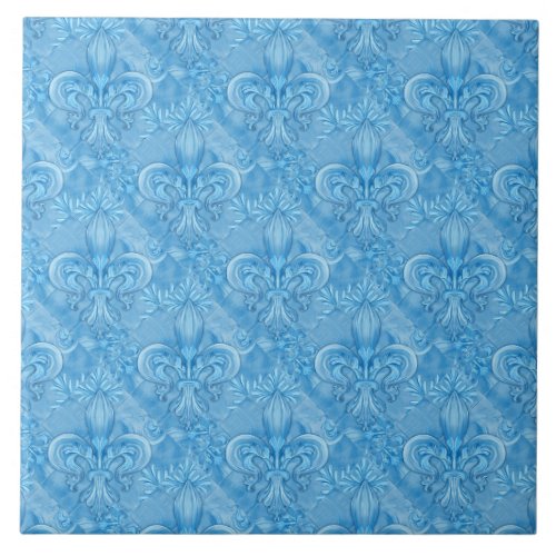 Fleur_de_lis pattern _ gentle sky blue ceramic tile
