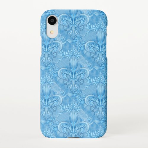 Fleur_de_lis pattern _ gentle sky blue iPhone XR case