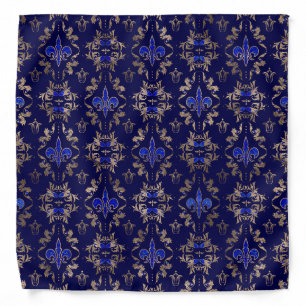 Fleur-de-lis pattern lapis lazuli and gold bandana