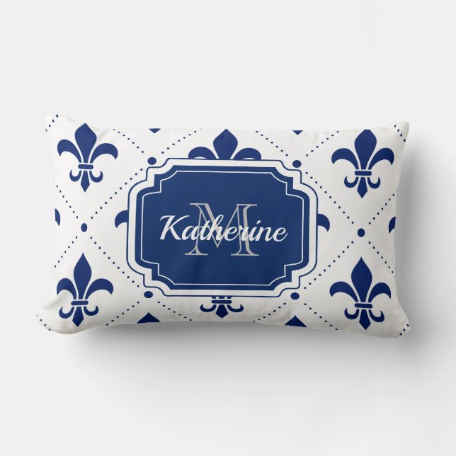 Fleur-de-lis Pattern Lumbar Pillow (Front)