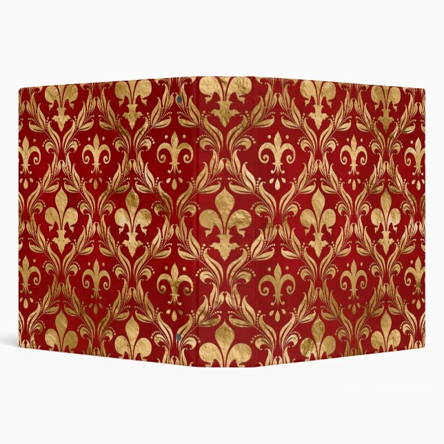 Fleur-de-lis pattern luxury red 3 ring binder (Background)