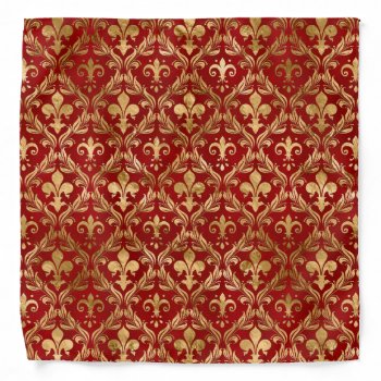 Fleur-de-lis Pattern Luxury Red Bandana by LoveMalinois at Zazzle