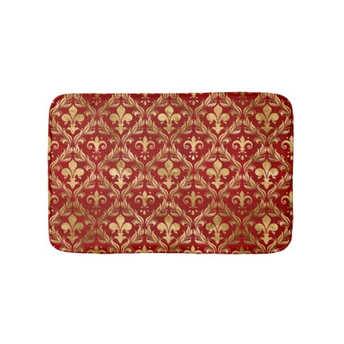 Fleur_de_lis pattern luxury red bath mat