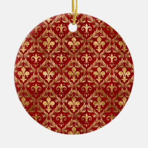 Fleur_de_lis pattern luxury red ceramic ornament