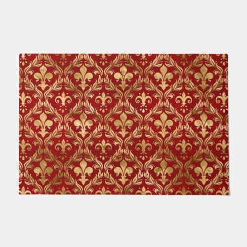 Fleur_de_lis pattern luxury red doormat