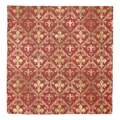 Fleur_de_lis pattern luxury red duvet cover