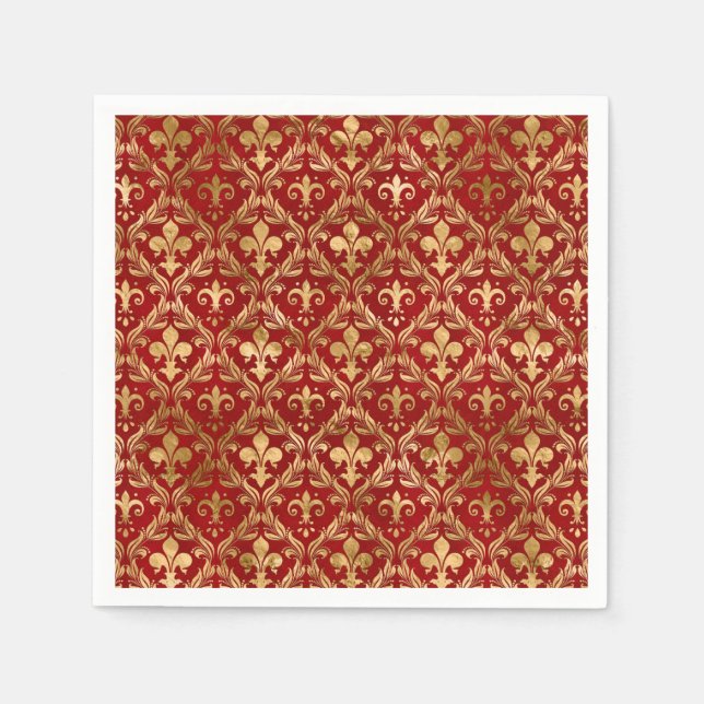 Fleur-de-lis pattern luxury red napkins (Front)