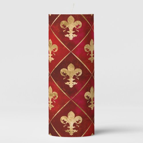 Fleur_de_lis pattern luxury red pillar candle