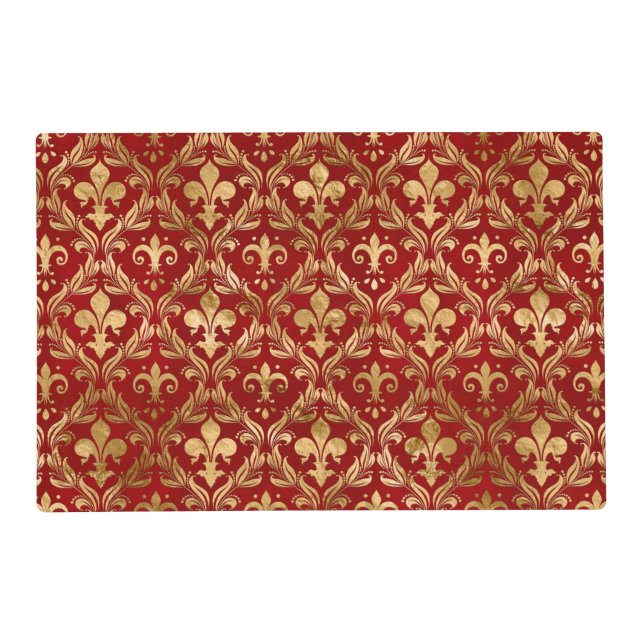 Fleur-de-lis pattern luxury red placemat (Front)