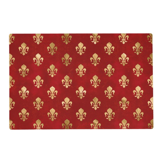 Fleur-de-lis pattern luxury red placemat (Front)