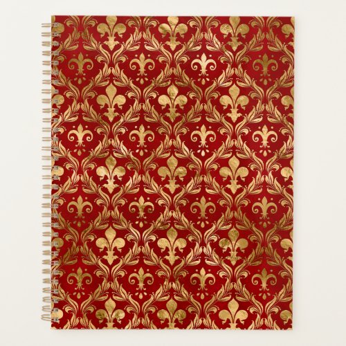 Fleur_de_lis pattern luxury red planner