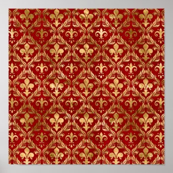 Fleur-de-lis Pattern Luxury Red Poster by LoveMalinois at Zazzle
