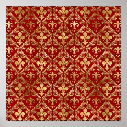 Fleur_de_lis pattern luxury red poster