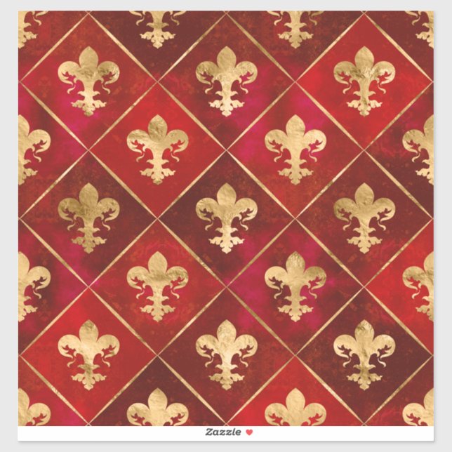 Fleur-de-lis pattern luxury red sticker (Sheet)