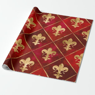 Brown Fleur de Lis Wrapping Paper