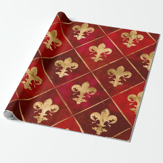 Fleur-de-lis pattern luxury red wrapping paper