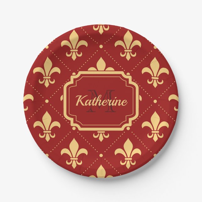 Fleur-de-lis Pattern Paper Plates (Front)
