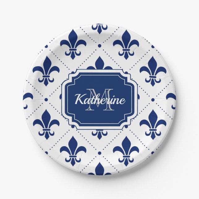 Fleur-de-lis Pattern Paper Plates (Front)