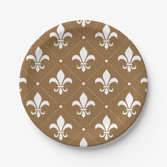 Fleur-de-Lis Pattern Paper Plates (Front)
