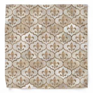 Fleur-de-lis pattern pearl and gold bandana