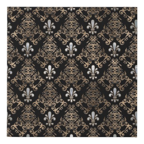 Fleur_de_lis pattern pearl and gold faux canvas print