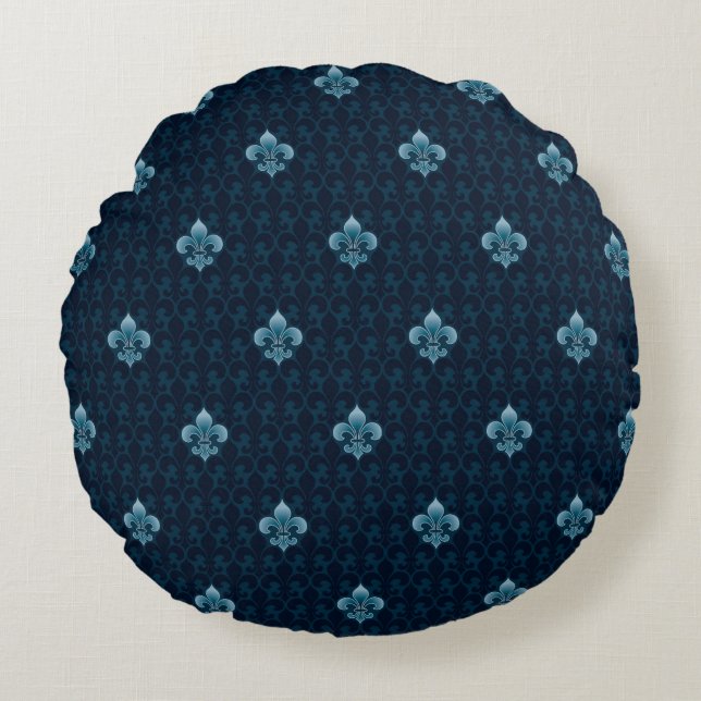 Fleur De Lis Pattern Round Pillow (Front)