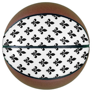 Fleur de Lis Pattern, Royal French, Black on White Basketball