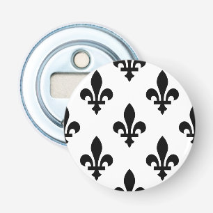 Fleur de Lis Pattern, Royal French, Black on White Bottle Opener