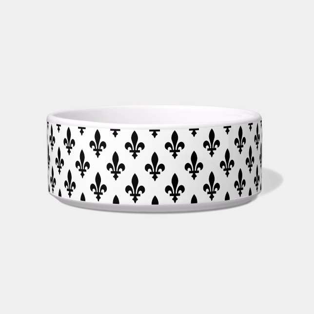 Fleur de Lis Pattern, Royal French, Black on White Bowl (Front)