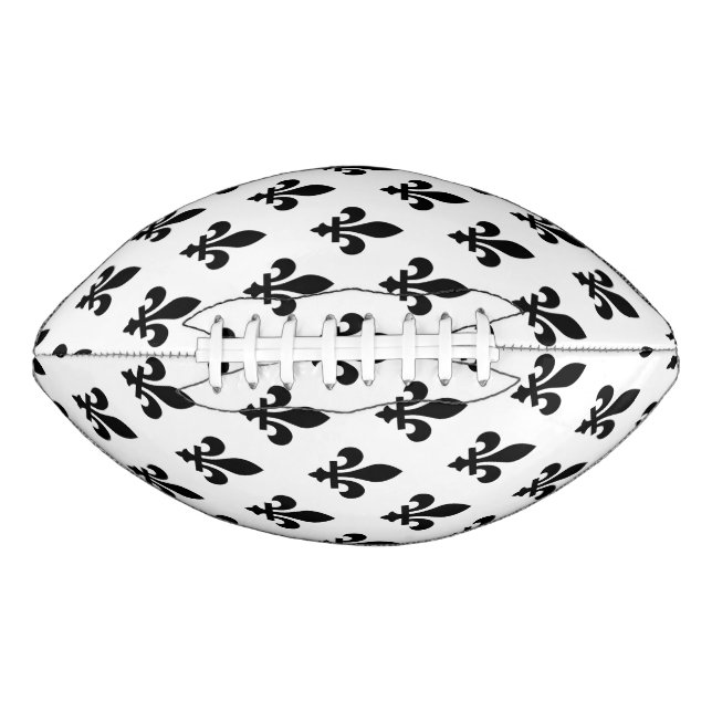 Fleur de Lis Pattern, Royal French, Black on White Football (Front)