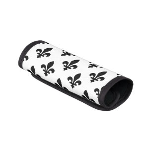 Fleur de Lis Pattern, Royal French, Black on White Luggage Handle Wrap