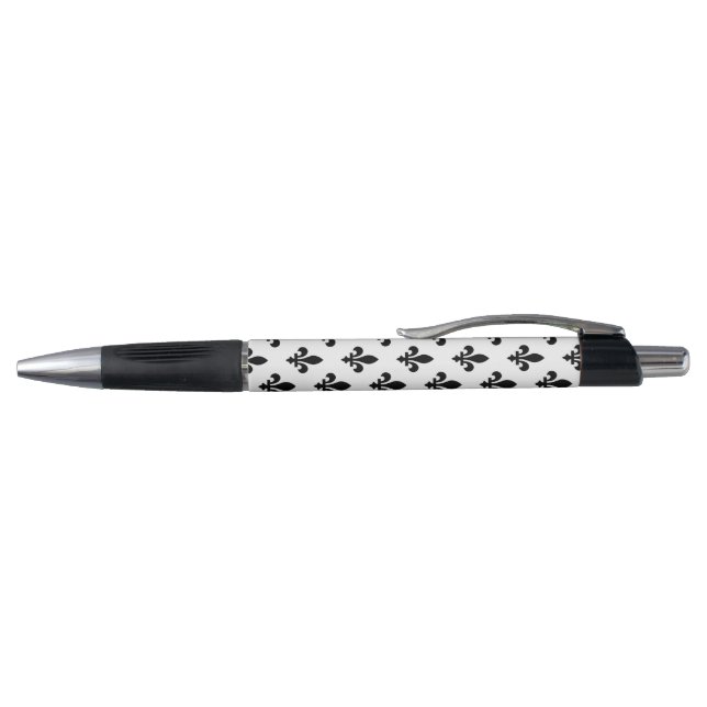 Fleur de Lis Pattern, Royal French, Black on White Pen (Top)