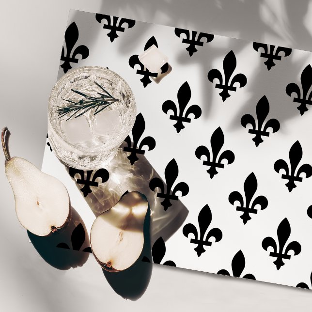 Fleur de Lis Pattern, Royal French, Black on White Placemat (Creator Uploaded)