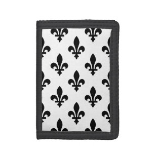 Fleur de Lis Pattern, Royal French, Black on White Trifold Wallet