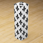 Fleur de Lis Pattern, Royal French, Black on White Wine Box<br><div class="desc">Elegant,  stylish and sophisticated pattern with black Fleur De Lis Pattern on white background. Modern and trendy design,  perfect for the heraldry charge lover.</div>