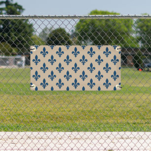 Fleur de Lis Pattern, Royal French Blue on Cream Banner