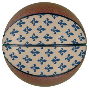 Fleur de Lis Pattern, Royal French Blue on Cream Basketball
