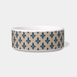 Fleur de Lis Pattern, Royal French Blue on Cream Bowl<br><div class="desc">Elegant,  stylish and sophisticated pattern with navy blue Fleur De Lis Pattern on cream background. Modern and trendy design,  perfect for the heraldry charge lover.</div>