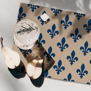 Fleur de Lis Pattern, Royal French Blue on Cream Cloth Placemat