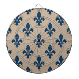 Fleur de Lis Pattern, Royal French Blue on Cream Dart Board