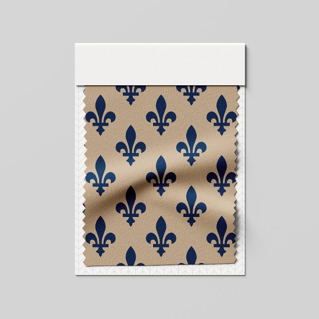 Fleur de Lis Pattern, Royal French Blue on Cream Fabric (Creator Uploaded)