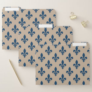 Fleur de Lis Pattern, Royal French Blue on Cream File Folder