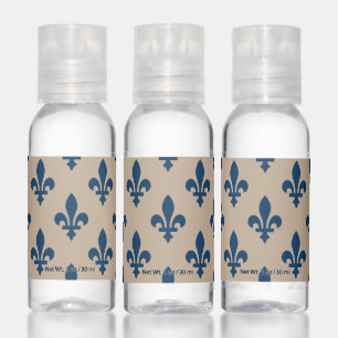 Fleur de Lis Pattern, Royal French Blue on Cream Hand Sanitizer