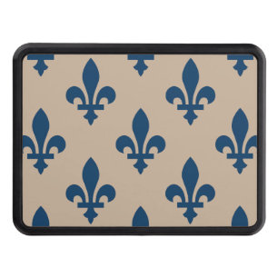 Fleur de Lis Pattern, Royal French Blue on Cream Hitch Cover