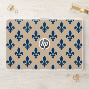 Fleur de Lis Pattern, Royal French Blue on Cream HP Laptop Skin