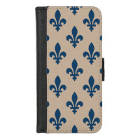 Fleur de Lis Pattern, Royal French Blue on Cream
