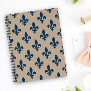 Fleur de Lis Pattern, Royal French Blue on Cream Notebook