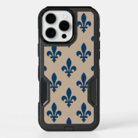 Fleur de Lis Pattern, Royal French Blue on Cream