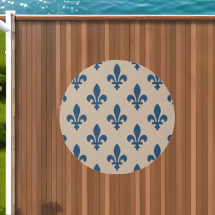 Fleur de Lis Pattern, Royal French Blue on Cream Outdoor Rug