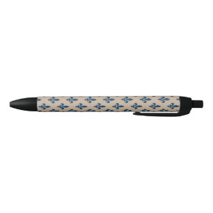 Fleur de Lis Pattern, Royal French Blue on Cream Pen